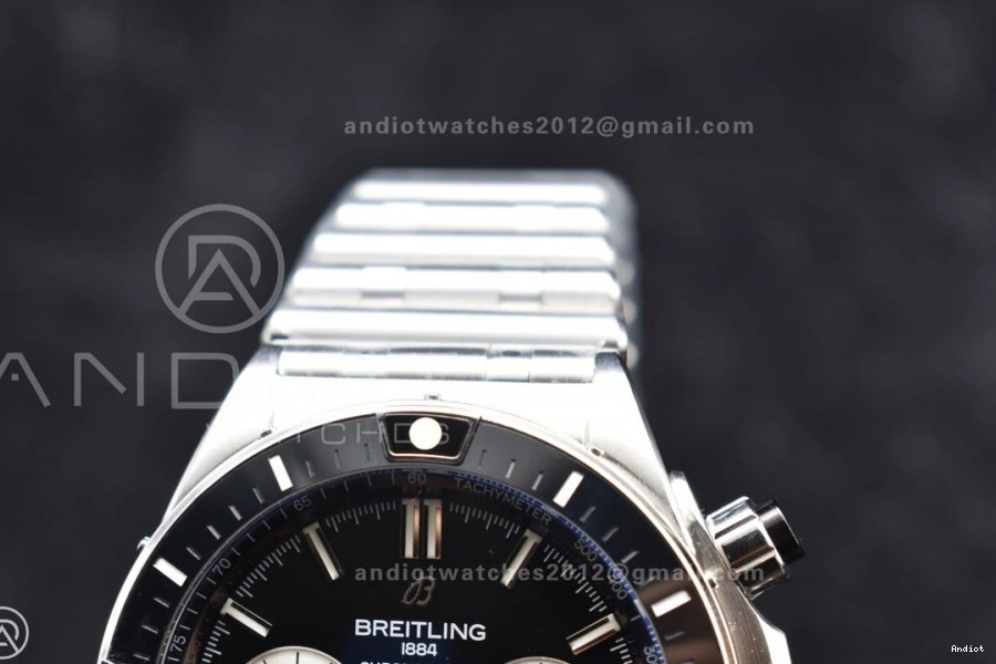 Bracelet SS 44mm Best B01 SS Dial A7750 BLSF Edition Black on 1:1 Chronomat 1123